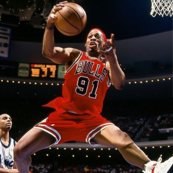 Adidas (Rodman)-(Bulls)-(Jersey)-(Red/Black)-(New)-(Size L)-$85.00 - Picture 2 of 8